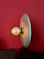 Tafellamp “Zilveren Schijf", Hout, Ophalen of Verzenden, Zo goed als nieuw, Funky,Home,Decoratief,Cool,,Design.