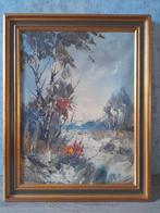 landschap schilderij door P. Brouwers 36x46, Antiek en Kunst, Kunst | Schilderijen | Klassiek, Ophalen of Verzenden
