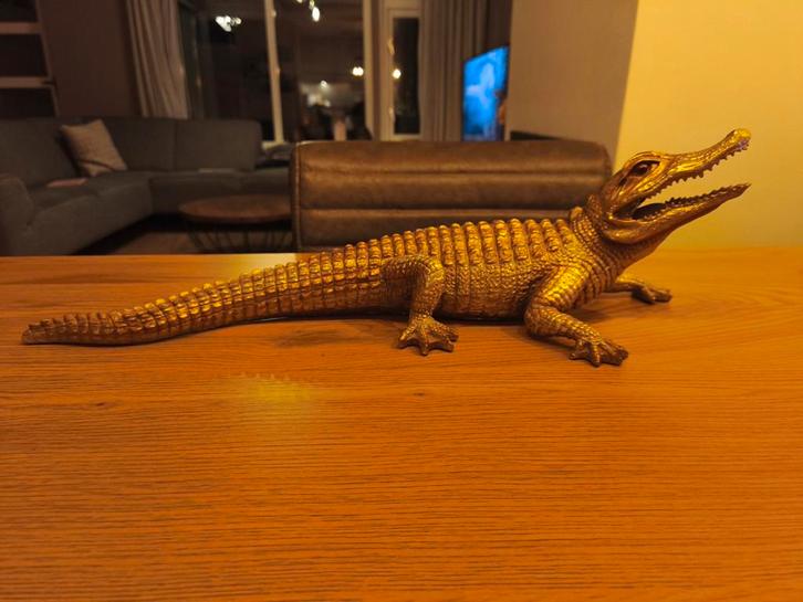Gouden Krokodil Decoratie - 55cm, Huis en Inrichting, Woonaccessoires | Overige, Zo goed als nieuw, Ophalen of Verzenden