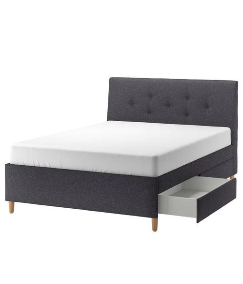 IDANÄS Upholstered storage bed + ÅKREHAMN Foam mattress, Huis en Inrichting, Slaapkamer | Matrassen en Bedbodems, Gebruikt, Matras