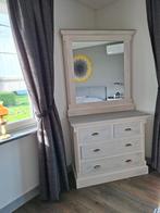 Grenen 2-persoons bed, nachtkastjes, ladekast & spiegel, Ophalen