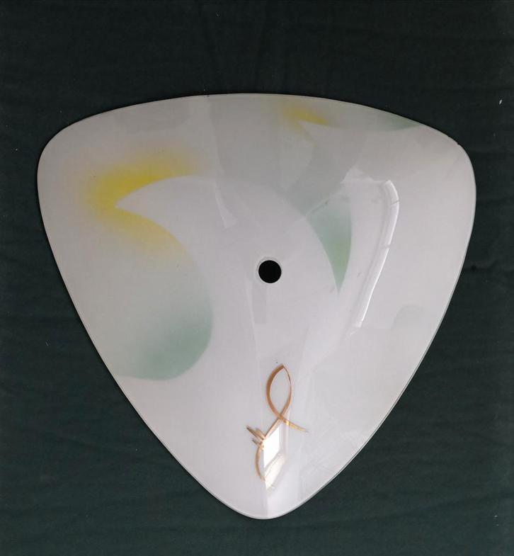 Vintage plafondlamp jaren 50, Huis en Inrichting, Lampen | Plafondlampen, Gebruikt, Glas, Metaal, Ophalen of Verzenden