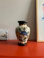 Gouda plateel vaas met prachtige bloemenprint, beige / bruin, Ophalen of Verzenden