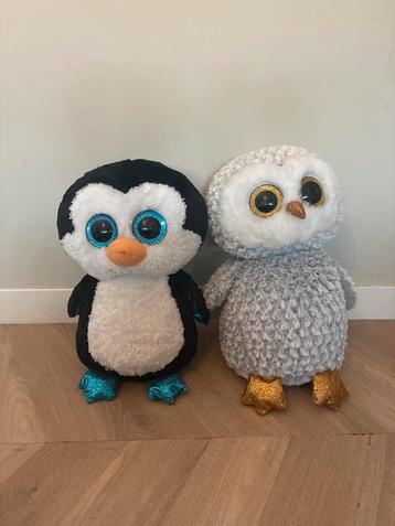 2 Ty Knuffels - Pinguïn en Uil beschikbaar voor biedingen