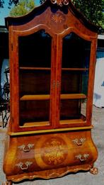 Barok antiek vintage vitrinekast ingelegde laden ziefoto's, Ophalen, Barok klassiek, 100 tot 150 cm, 150 tot 200 cm