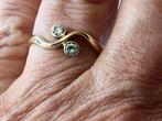 Gouden slagring heldere diamant, Verzenden, Zo goed als nieuw, 17 tot 18, Met edelsteen