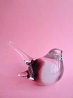 Vintage glas kristal design vogel beeldje murano wit paars, Ophalen