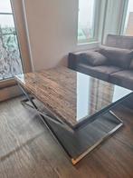 Salontafel met hout en glasplaat gloednieuw, Huis en Inrichting, Tafels | Salontafels, 50 tot 100 cm, Minder dan 50 cm, 100 tot 150 cm