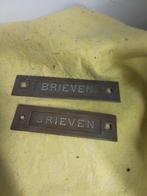 14542) 2 antieke messing  brievenbus kleppen, Antiek en Kunst, Ophalen of Verzenden