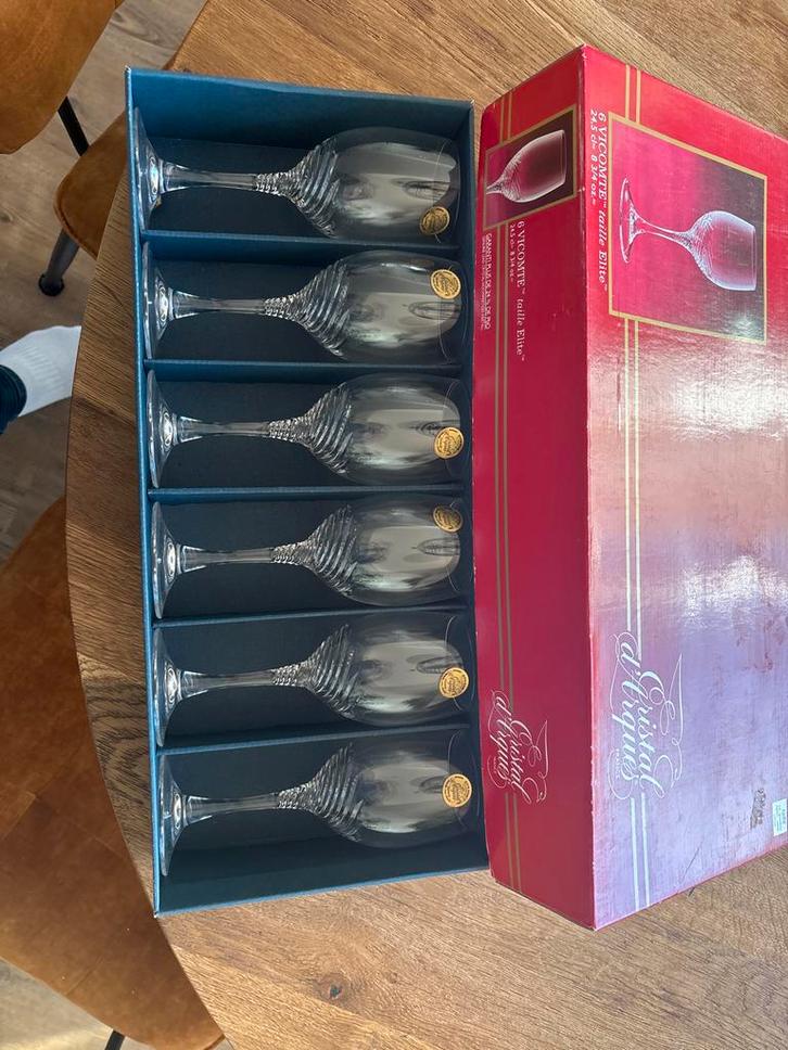 Antieke Kristallen Wijnglazen Jaren '70, Huis en Inrichting, Keuken | Servies, Gebruikt, Glas of Glazen, Overige stijlen, Glas