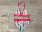 Neon Bikini Topje Broekje Roze Gestreept, Mt. 140, 146, Ophalen of Verzenden, Zo goed als nieuw, Meisje, Sport- of Zwemkleding