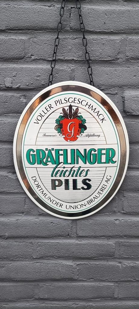 Dortmunder Union Gräflinger leichtes Pis emaille reclamebord, Verzamelen, Biermerken, Gebruikt, Reclamebord, Plaat of Schild, Ophalen of Verzenden