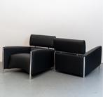 2x Leolux Oblomov fauteuils zwart leder - in nieuwstaat
