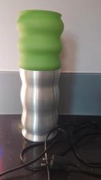 Tafellamp  RVS en groen glas. Merk: Kare Design, Huis en Inrichting, Ophalen of Verzenden, Zo goed als nieuw, Glas, Minder dan 50 cm