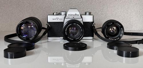 Fraaie Minolta SR-T 100 set met 2 extra lenzen, Audio, Tv en Foto, Fotocamera's Analoog, Zo goed als nieuw, Spiegelreflex, Minolta