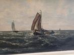 Schilderij met zeilschepen op zee, Antiek en Kunst, Kunst | Schilderijen | Klassiek, Ophalen of Verzenden