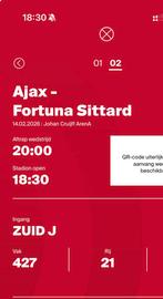 Ajax - Fortuna Sittard, Losse kaart, Eén persoon, Februari