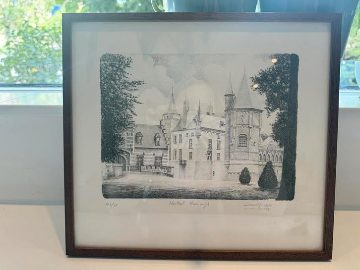 Litho Kasteel Heeswijk - Gesigneerd & Genummerd, Antiek en Kunst, Kunst | Etsen en Gravures, Ophalen of Verzenden
