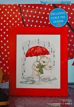 Lickle Teddybeer in de regen borduurpatroon, Ophalen, Nieuw, Handborduren, Patroon