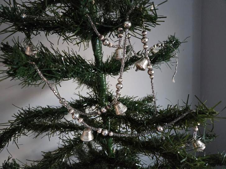 oude kerstversiering zilverglas ketting, Diversen, Kerst, Gebruikt, Ophalen of Verzenden