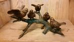 5 VOGELS OP TAK / bronzen beeld / nieuw, Dierenbeeld, Nieuw, Info@huisentuindecoratiemarie.nl, Huis en tuin decoratie marie