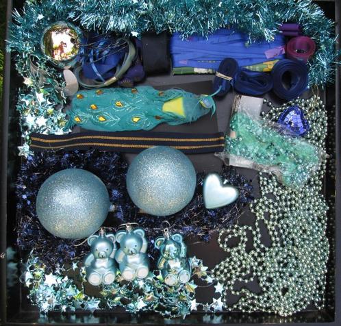 Doos Vol Kerst Knutsel Materiaal Turquoise Turkoois en Blauw, Diversen, Kerst, Nieuw, Ophalen of Verzenden