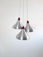 Set van 3 vintage aluminium hanglampen, 60s design, Zie omschrijving, Gebruikt, Verzenden, Zie omschrijving