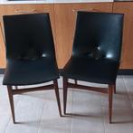 Zwarte eetkamerstoelen, vintage, Huis en Inrichting, Stoelen, Ophalen, Gebruikt, Twee, Zwart