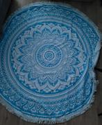 Nieuw! Ronde strandhanddoek mandala blauw/wit met franjes, Ophalen of Verzenden, Nieuw
