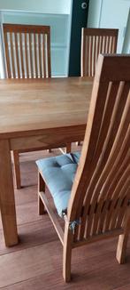 Eettafel met stoelen, Huis en Inrichting, Tafels | Eettafels, Ophalen, Teakhout, 50 tot 100 cm, Zo goed als nieuw