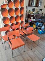 5x Vintage oranje stoelen Gijs van der Sluis, Ophalen, Zo goed als nieuw, Overige kleuren, Vijf, Zes of meer stoelen