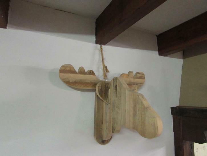 GROOT prachtig rendier moose steigerhout sober stoer Kerst, Huis en Inrichting, Woonaccessoires | Overige, Nieuw, Ophalen