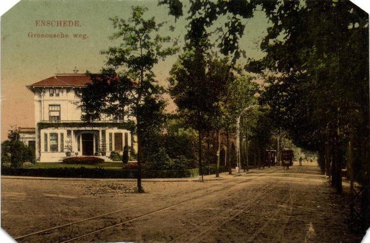 Enschede, Gronousche weg. - B-keus - 1913 gelopen, Verzamelen, Ansichtkaarten | Nederland, Gelopen, Overijssel, Voor 1920, Ophalen of Verzenden