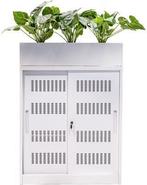Nieuwe schuifdeurkast wit of zwart met of zonder plantenbak, 100 tot 150 cm, Nieuw, Vst, Met slot