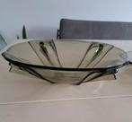 Vintage glazen schalen set, 25 & 28 cm, Ophalen, Gebruikt, Schaal, Rond