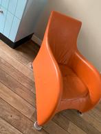 Montis loge leren fauteuil oranje/ cognac, Ophalen, 100 tot 125 cm, Leer, Zo goed als nieuw