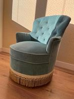 Antieke blauwe kleine fauteuil, Ophalen, Gebruikt, Minder dan 75 cm, 50 tot 75 cm