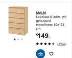 Malm Ladekast - 6 Lades - Eikenfineer, Eikenhout, Zo goed als nieuw, 25 tot 50 cm, 50 tot 100 cm