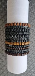 Set houten kralen armbandjes, Ophalen of Verzenden, Nieuw, Zwart, Hout