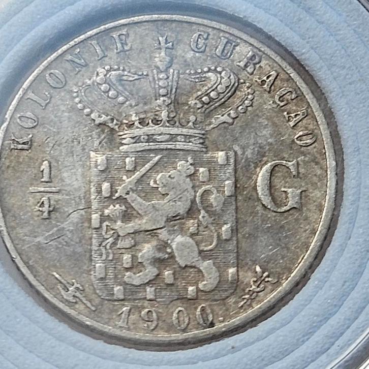 1/4 gulden 1900 curacao, Postzegels en Munten, Munten | Azië, Zuidoost-Azië, Goud, Zilver, Ophalen of Verzenden