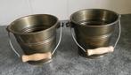 2 metalen emmertjes, Tuin en Terras, Bloempotten, Ophalen, Rond, Nieuw, Tuin