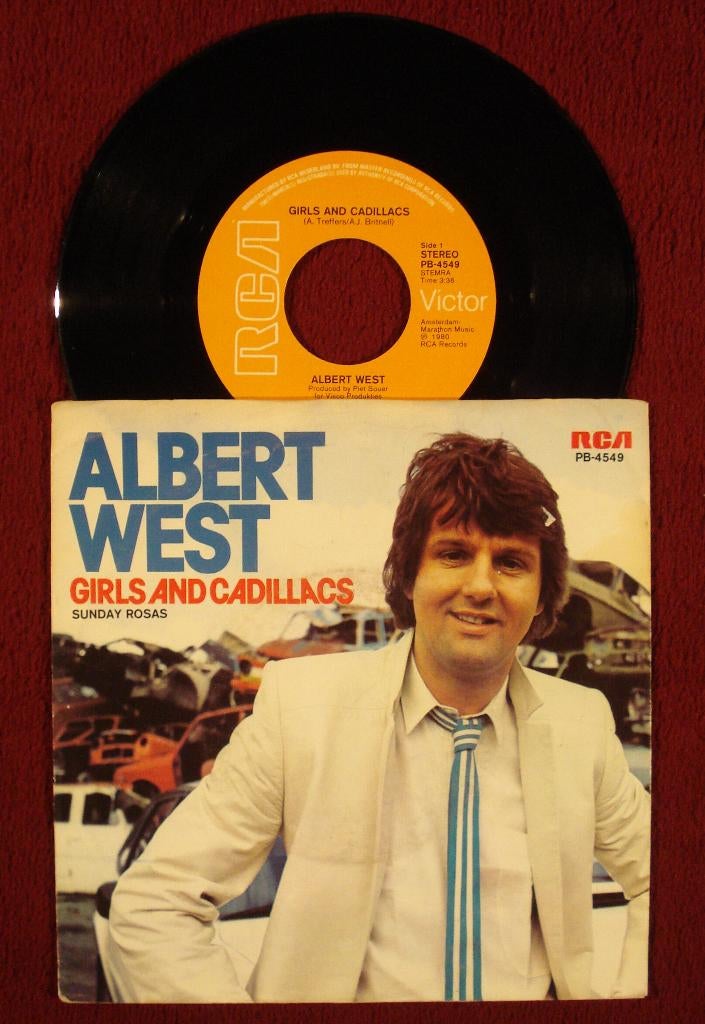 Albert West 7" Vinyl Single: ‘Girls and Cadillacs’ (NL), 7 inch, Single, Ophalen of Verzenden, Zo goed als nieuw