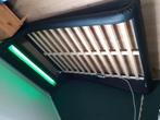 Bed met led, Ophalen, Zwart, Tweepersoons, Zo goed als nieuw