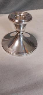 Zilveren kandelaar, glad, 8 cm hoog, dubbele bobeche, Gebruikt, Ophalen of Verzenden, Zilver, Kandelaar