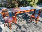Koloniale eettafel inclusief 4 stoelen, Huis en Inrichting, Tafels | Eettafels, Ophalen, Gebruikt, Rechthoekig, 50 tot 100 cm