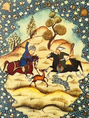 Oosters schilderij met jachttafereel beschikbaar voor biedingen