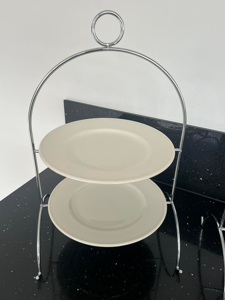 Nieuw RVS Tafel Etagere 2 laags, Ophalen of Verzenden, Zo goed als nieuw