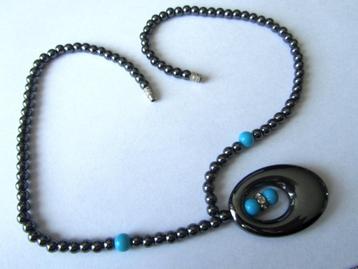 Mooie set van Hematiet (bloedsteen) ketting met grote hanger beschikbaar voor biedingen