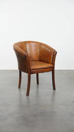 Schapenleren tubchair/ bijzetstoel met warme kleuren, Huis en Inrichting, Ophalen, Gebruikt, ., .