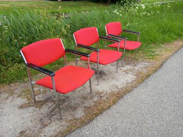 Drie retro van der sluis fauteuils,  stoelen  beschikbaar voor biedingen